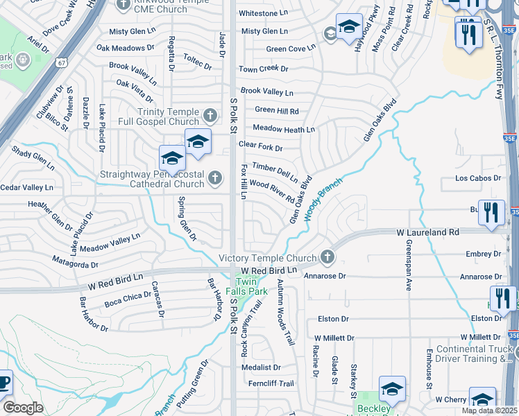 map of restaurants, bars, coffee shops, grocery stores, and more near 922 Glen Stone Lane in Dallas