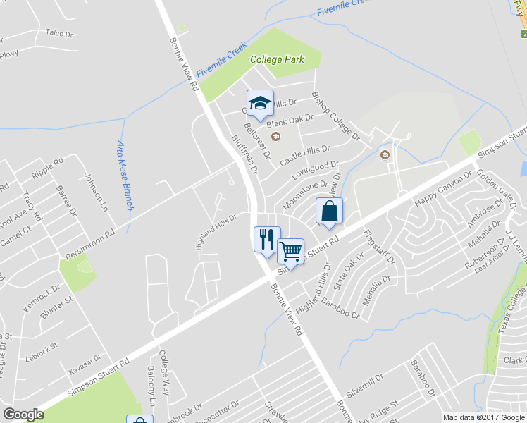 map of restaurants, bars, coffee shops, grocery stores, and more near 5929 Highland Hills Drive in Dallas