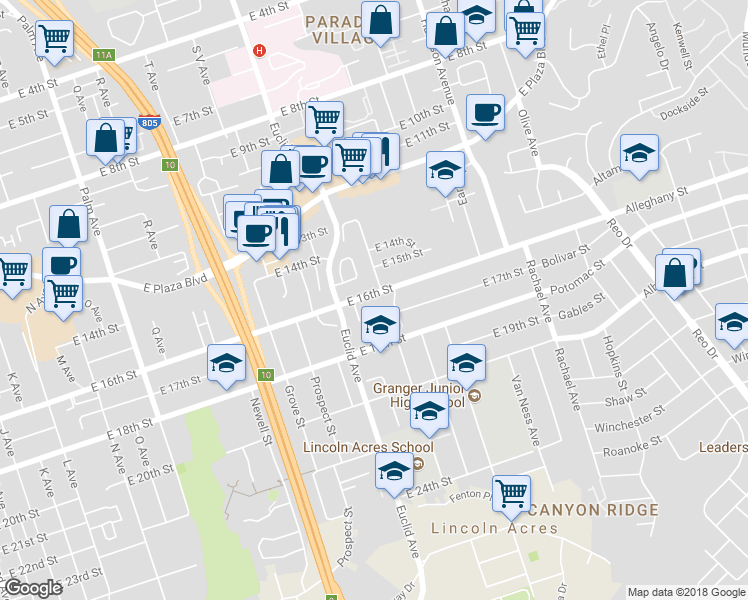 map of restaurants, bars, coffee shops, grocery stores, and more near 4603 Morning Breeze Lane in National City