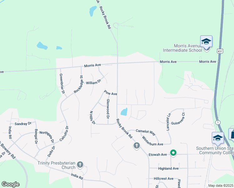 map of restaurants, bars, coffee shops, grocery stores, and more near 701 Pine Avenue in Opelika