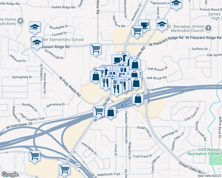 map of restaurants, bars, coffee shops, grocery stores, and more near 4406 Little Rd in Arlington