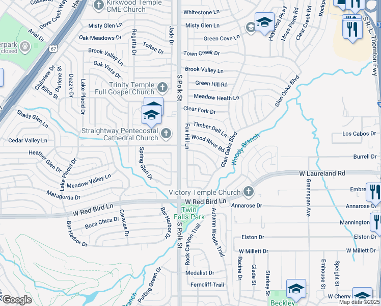 map of restaurants, bars, coffee shops, grocery stores, and more near 922 Glen Stone Lane in Dallas
