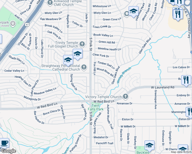 map of restaurants, bars, coffee shops, grocery stores, and more near 922 Glen Stone Lane in Dallas