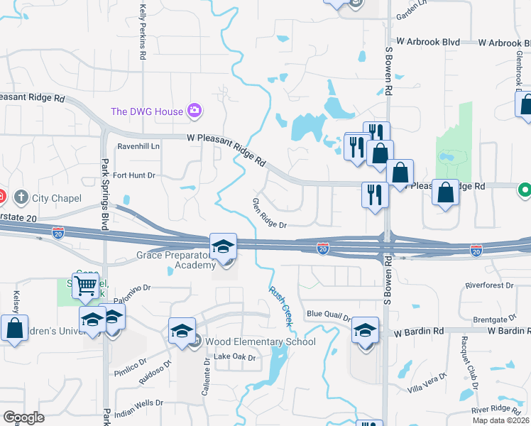 map of restaurants, bars, coffee shops, grocery stores, and more near 2815 Glen Ridge Drive in Arlington