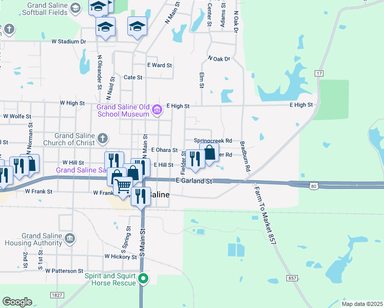 map of restaurants, bars, coffee shops, grocery stores, and more near in Grand Saline
