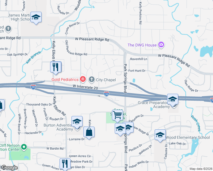 map of restaurants, bars, coffee shops, grocery stores, and more near 4206 Bayside Court in Arlington