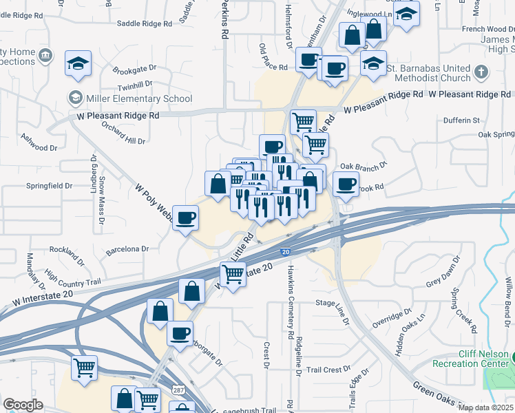 map of restaurants, bars, coffee shops, grocery stores, and more near 4406 Little Rd in Arlington
