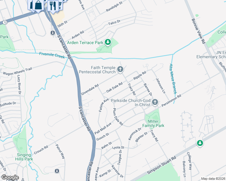 map of restaurants, bars, coffee shops, grocery stores, and more near 2436 Oak Dale Road in Dallas