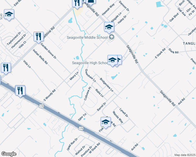 map of restaurants, bars, coffee shops, grocery stores, and more near 14244 Greenhaw Lane in Dallas