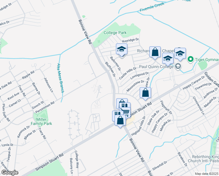 map of restaurants, bars, coffee shops, grocery stores, and more near 5817 Bonnie View Road in Dallas