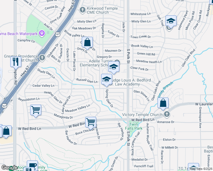 map of restaurants, bars, coffee shops, grocery stores, and more near 1121-1299 Reynoldston Ln in Dallas