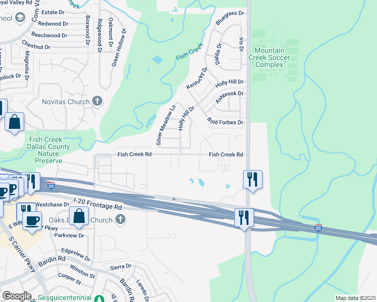 map of restaurants, bars, coffee shops, grocery stores, and more near 3994 Sword Dancer Way in Grand Prairie