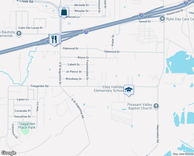 map of restaurants, bars, coffee shops, grocery stores, and more near 9819 Woodway Drive in Dallas
