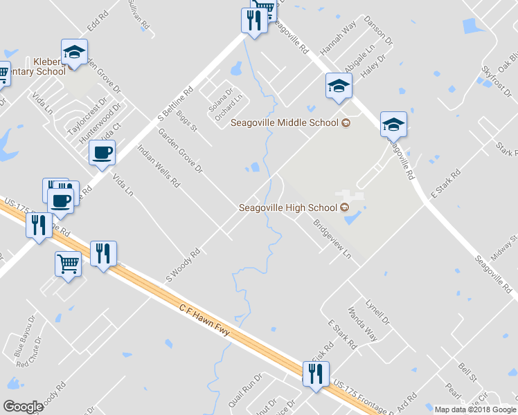 map of restaurants, bars, coffee shops, grocery stores, and more near 14115 Ridge Drive in Dallas