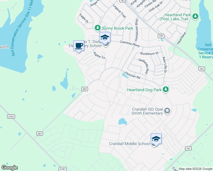 map of restaurants, bars, coffee shops, grocery stores, and more near 3901 Hometown Boulevard in Heartland