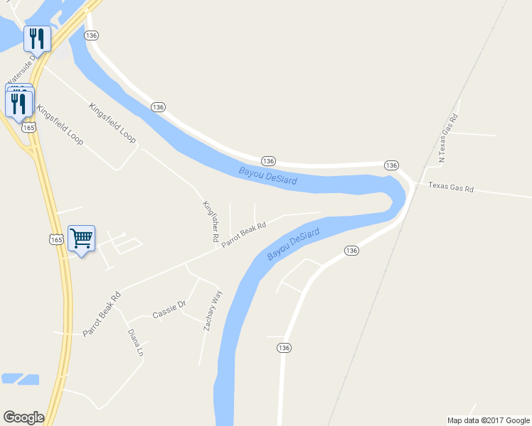 map of restaurants, bars, coffee shops, grocery stores, and more near 102 Parrots Beak Circle in Sterlington