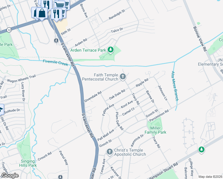 map of restaurants, bars, coffee shops, grocery stores, and more near 2426 Givendale Road in Dallas