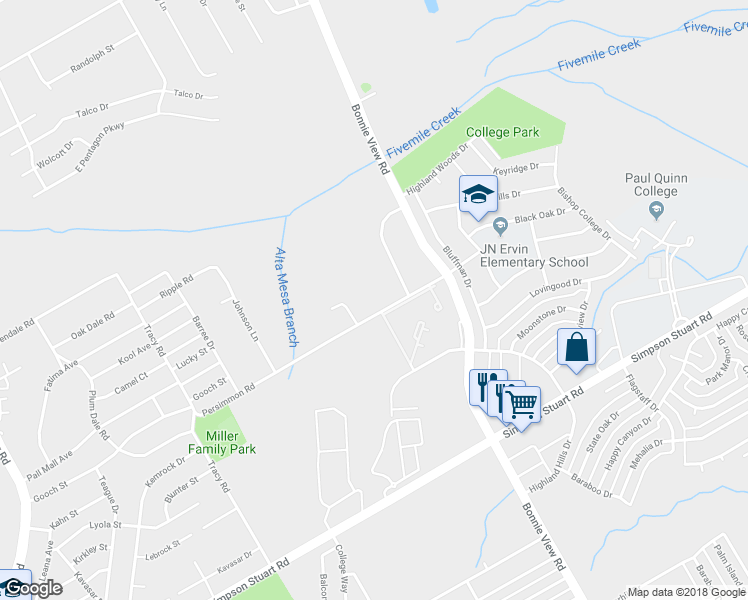 map of restaurants, bars, coffee shops, grocery stores, and more near 3156 Persimmon Road in Dallas