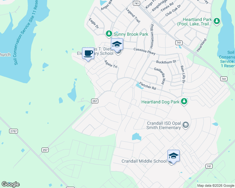 map of restaurants, bars, coffee shops, grocery stores, and more near 3901 Hometown Boulevard in Heartland