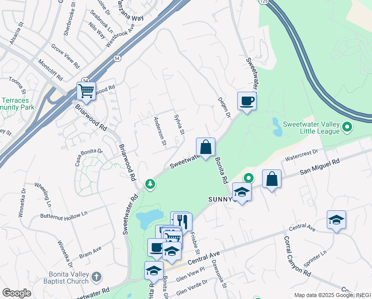 map of restaurants, bars, coffee shops, grocery stores, and more near 5274 Margaret Street in Bonita