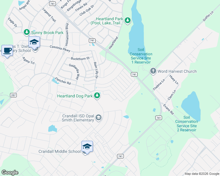 map of restaurants, bars, coffee shops, grocery stores, and more near 4020 Aurora Lane in Heartland