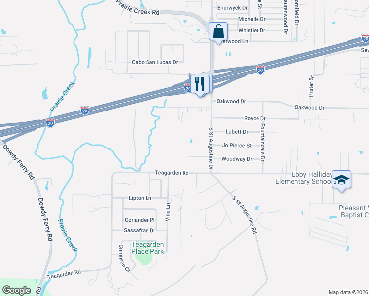 map of restaurants, bars, coffee shops, grocery stores, and more near 9515 Mickey Drive in Dallas