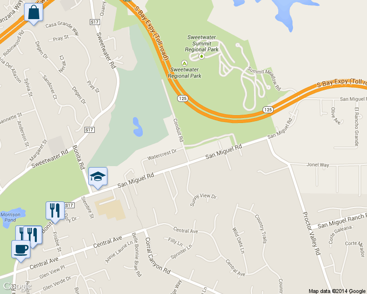 map of restaurants, bars, coffee shops, grocery stores, and more near 3343 Conduit Rd in San Diego