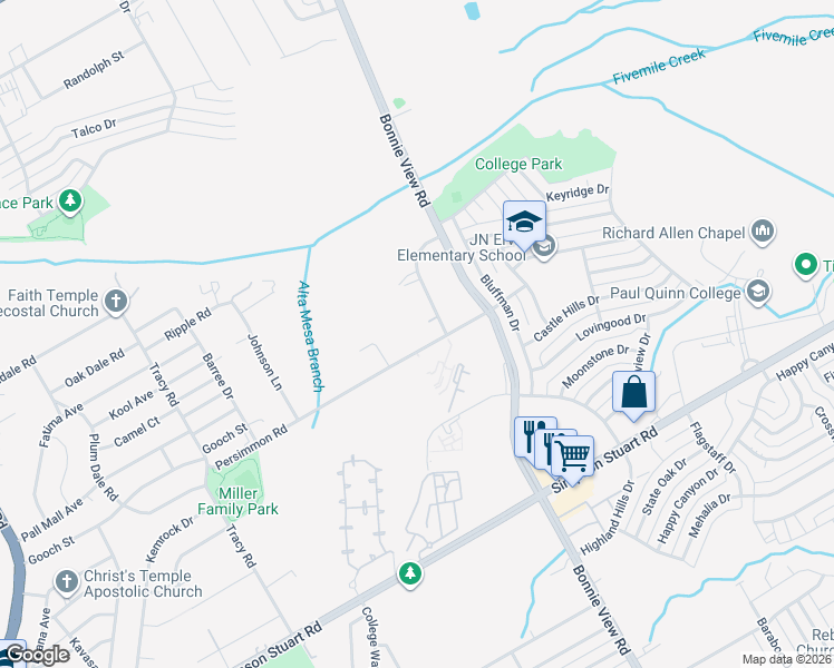 map of restaurants, bars, coffee shops, grocery stores, and more near 3156 Persimmon Road in Dallas