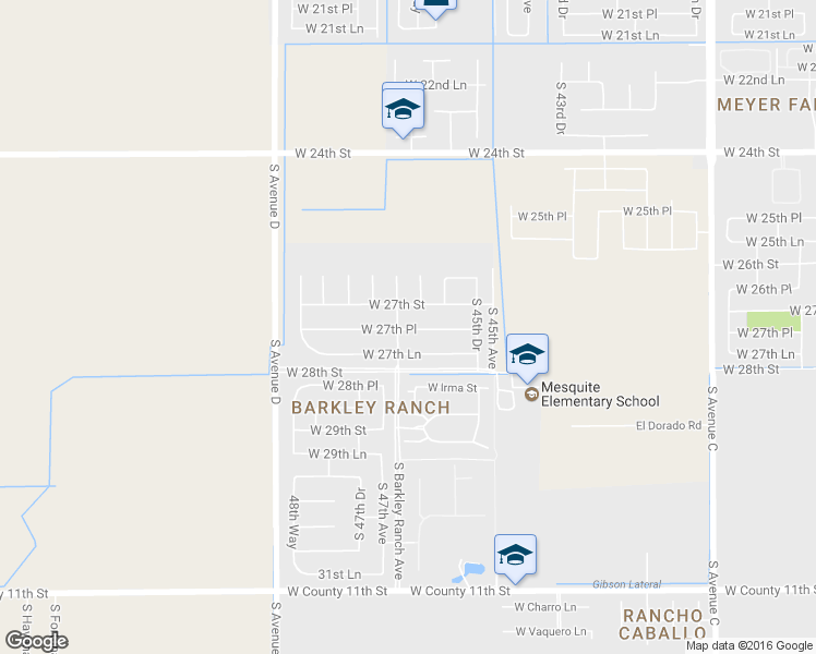 map of restaurants, bars, coffee shops, grocery stores, and more near 4668 West 27th Place in Yuma
