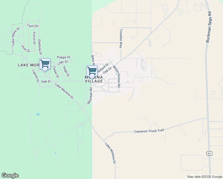 map of restaurants, bars, coffee shops, grocery stores, and more near 29938 Canadian Honker Road in Campo