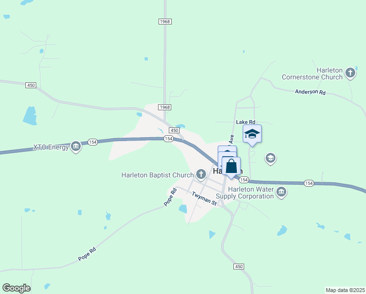 map of restaurants, bars, coffee shops, grocery stores, and more near 17000 State Highway 154 in Harrison