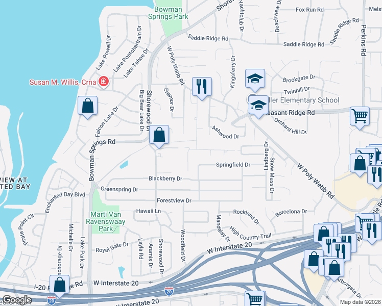 map of restaurants, bars, coffee shops, grocery stores, and more near 6703 Sunshine Valley Drive in Arlington