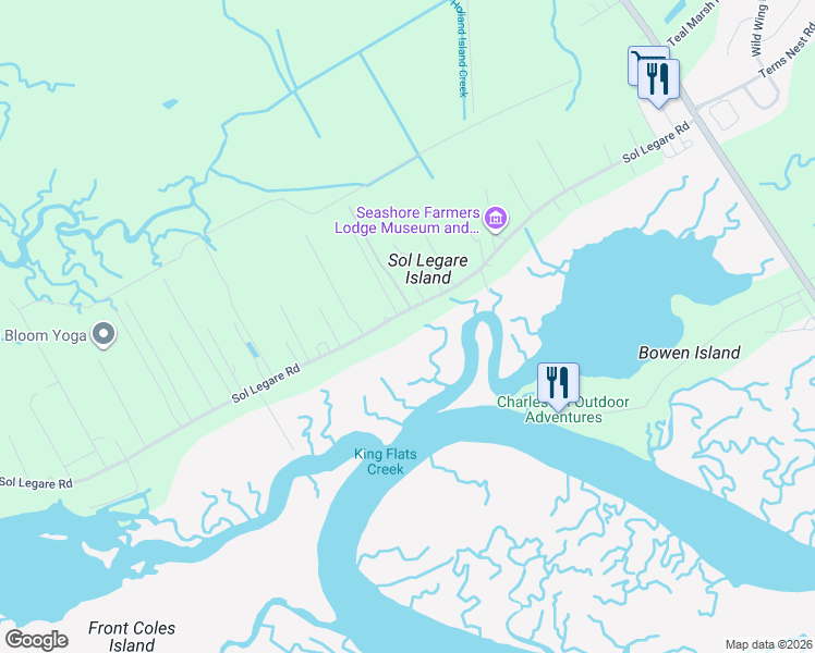 map of restaurants, bars, coffee shops, grocery stores, and more near 1908 State Road S-10-432 in Charleston