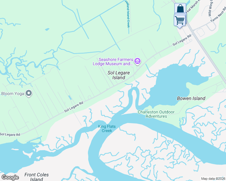 map of restaurants, bars, coffee shops, grocery stores, and more near 1908 State Road S-10-432 in Charleston