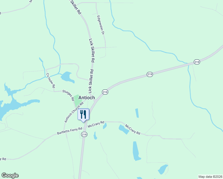 map of restaurants, bars, coffee shops, grocery stores, and more near 5575 Georgia 219 in Harris County