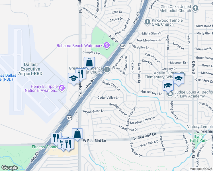 map of restaurants, bars, coffee shops, grocery stores, and more near 5606 Marblehead Drive in Dallas