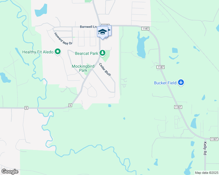 map of restaurants, bars, coffee shops, grocery stores, and more near 211 Creek Side Drive in Aledo