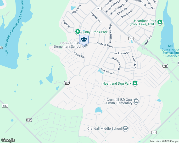 map of restaurants, bars, coffee shops, grocery stores, and more near 3556 Kirby Lane in Heartland