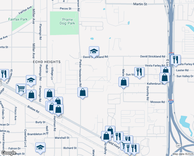 map of restaurants, bars, coffee shops, grocery stores, and more near 51 Willow Drive in Fort Worth