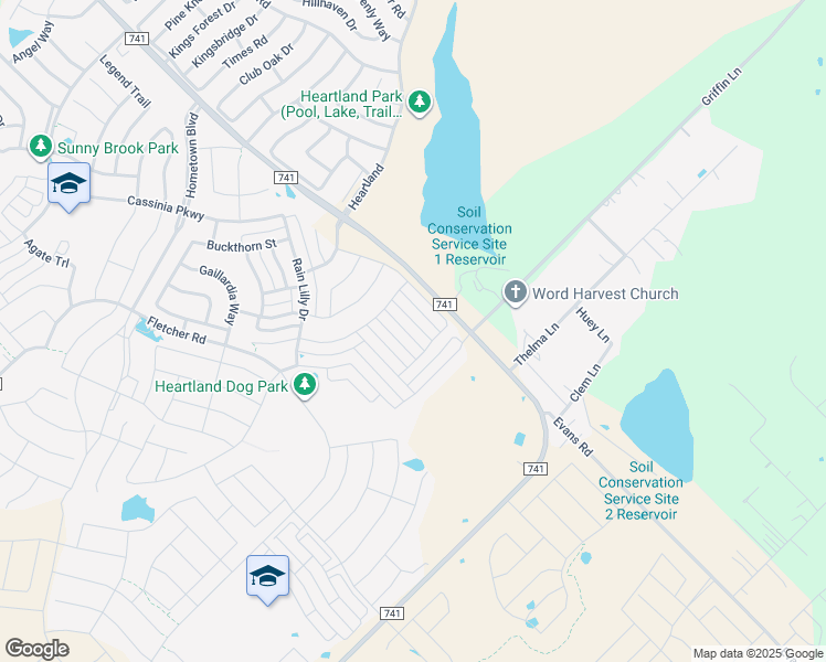 map of restaurants, bars, coffee shops, grocery stores, and more near 4011 Bighorn Drive in Crandall