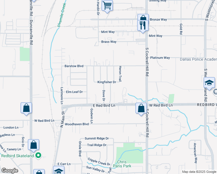 map of restaurants, bars, coffee shops, grocery stores, and more near 5411 Nuthatch Street in Dallas