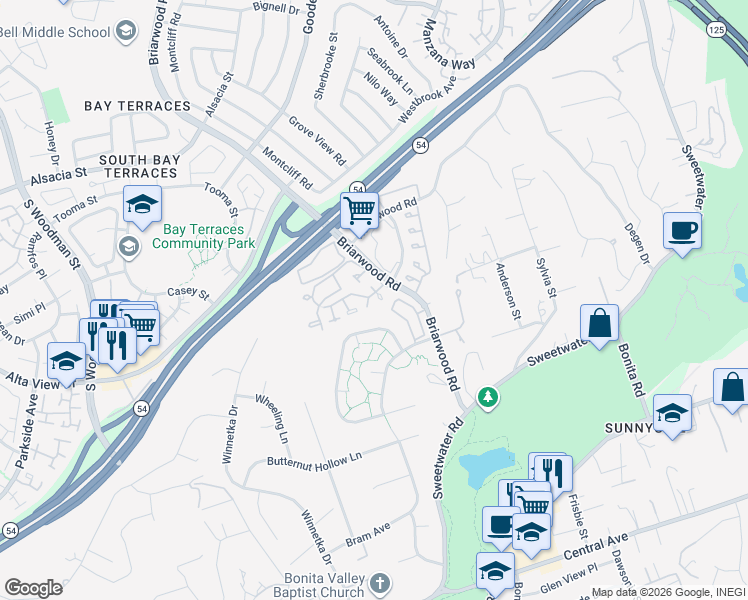 map of restaurants, bars, coffee shops, grocery stores, and more near 3014 Plaza Paolo in Bonita