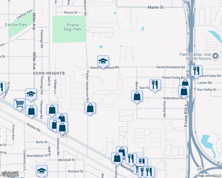map of restaurants, bars, coffee shops, grocery stores, and more near 51 Willow Drive in Fort Worth