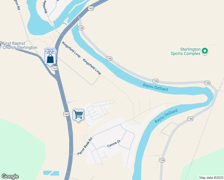 map of restaurants, bars, coffee shops, grocery stores, and more near 275 Kingfisher Rd in Sterlington
