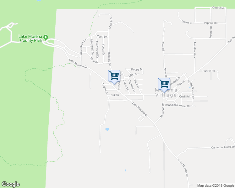 map of restaurants, bars, coffee shops, grocery stores, and more near 29460 Oak Drive in Campo