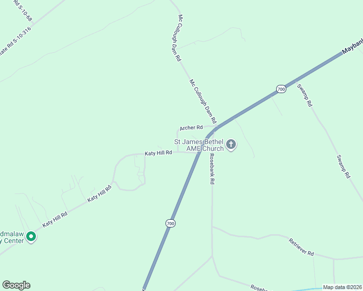 map of restaurants, bars, coffee shops, grocery stores, and more near 5342 Katy Hill Road in Wadmalaw Island