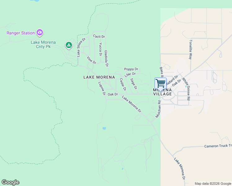map of restaurants, bars, coffee shops, grocery stores, and more near 2418 Lake Morena Drive in Campo