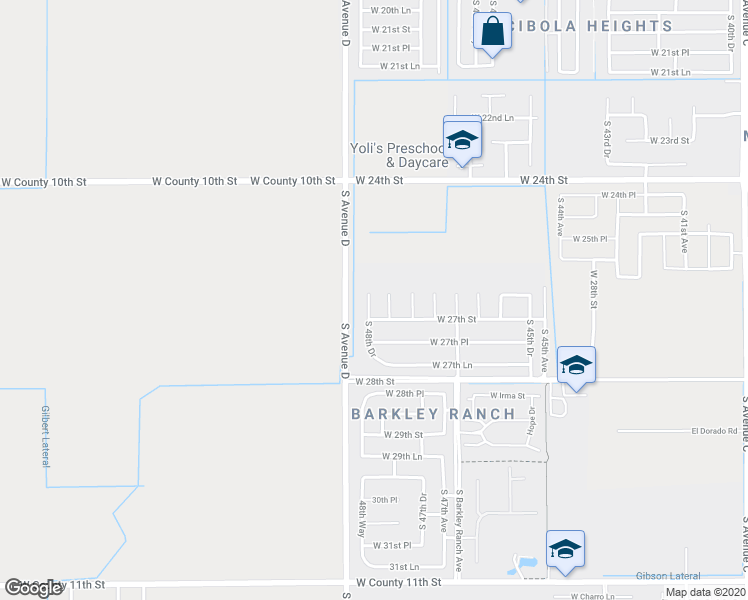 map of restaurants, bars, coffee shops, grocery stores, and more near 2663 South 48th Drive in Yuma