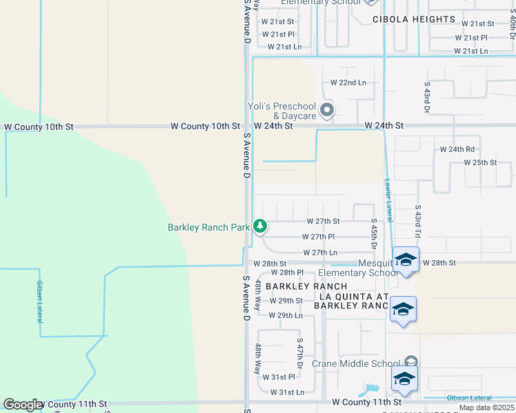 map of restaurants, bars, coffee shops, grocery stores, and more near 2698 South 48th Drive in Yuma