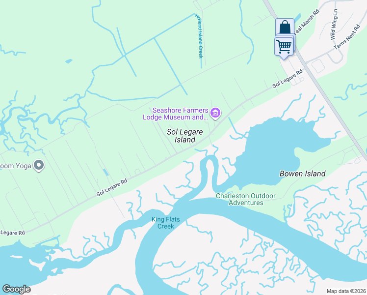 map of restaurants, bars, coffee shops, grocery stores, and more near 1892 State Road S-10-432 in Charleston
